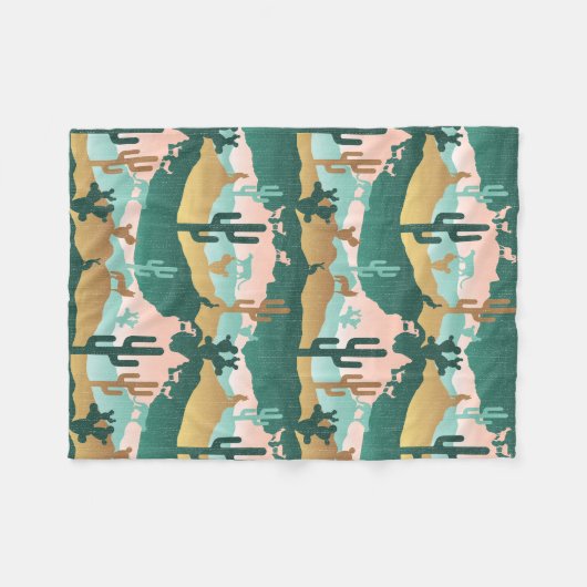 南西部の砂漠の風景 フリースブランケット (正面(横))