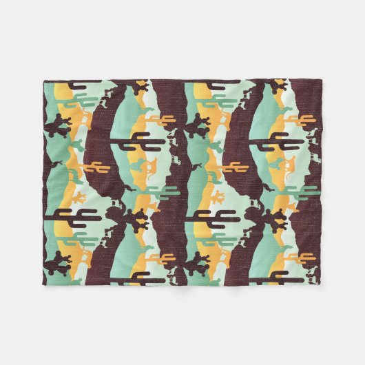 南西部の砂漠の風景 フリースブランケット (正面(横))