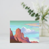 南西部の砂漠山岳地帯ミニマリストアート ポストカード (スタンド正面)