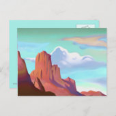 南西部の砂漠山岳地帯ミニマリストアート ポストカード (正面/裏面)