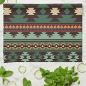 南西部の部族のグリーンブラウン キッチンタオル (折り畳み)