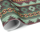 南西部の部族のグリーンブラウン ラッピングペーパー (ロールコーナー)