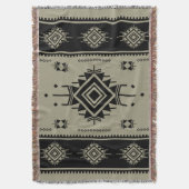 南西部の部族の幾何学的な織り絨毯 – Boho Hom スローブランケット (正面縦)