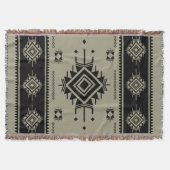 南西部の部族の幾何学的な織り絨毯 – Boho Hom スローブランケット (正面)