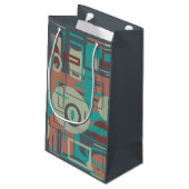 南西部の部族幾何学模様抽象芸術アート スモールペーパーバッグ (裏面アングル)