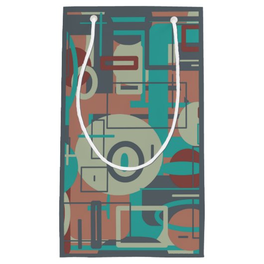 南西部の部族幾何学模様抽象芸術アート スモールペーパーバッグ (正面)