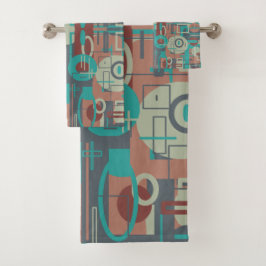 南西部の部族幾何学模様抽象芸術アート バスタオルセット