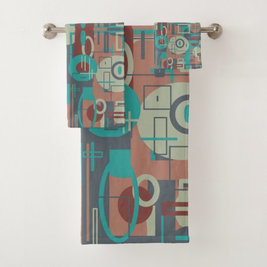 南西部の部族幾何学模様抽象芸術アート バスタオルセット (インサイチュ)