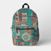 南西部の部族幾何学模様抽象芸術アート プリントバックパック (正面)