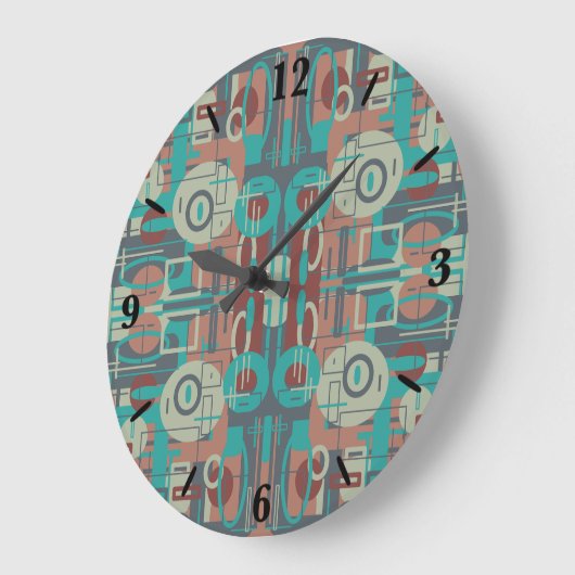 南西部の部族幾何学模様抽象芸術アート ラージ壁時計 (傾斜)