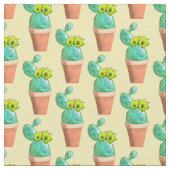 南西部の鉢状の黄色い花サボテン ファブリック (クローズアップ)