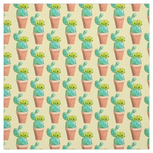 南西部の鉢状の黄色い花サボテン ファブリック (見本)