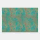 南西部の銅ティール（緑がかった色）ジャベリーナジオメトリックパターン ラッピングペーパーシート (正面2)