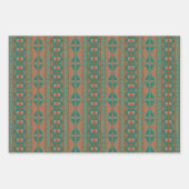 南西部の銅ティール（緑がかった色）ジャベリーナジオメトリックパターン ラッピングペーパーシート (正面)