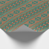 南西部の銅ティール(緑がかった色)幾何学的パターン ラッピングペーパー (角)