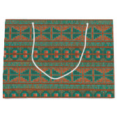 南西部の銅ティール（緑がかった色）幾何学的パターン ラージペーパーバッグ (正面)