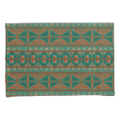 南西部の銅ティール（緑がかった色）幾何学的プリント基準 枕カバー (正面右)