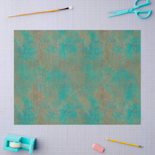 南西部の銅ティール（緑がかった色）抽象芸術パターン 薄葉紙 (クラフト)