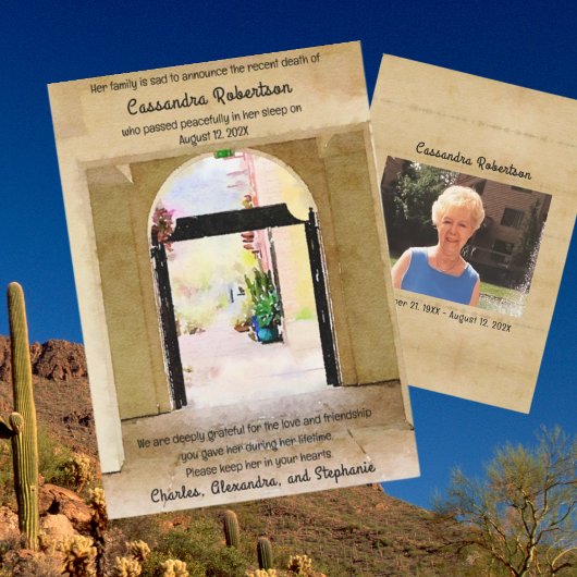 南西部をテーマにした死亡告知 招待状