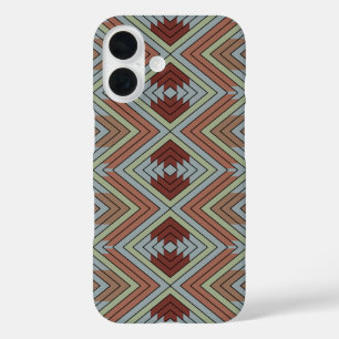南西部アメリカ先住民スタイルの柄アート iPhone 16ケース
