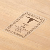 南西部カントリーランチウェスタン結婚ズ アクリル招待状 (レイダウン)