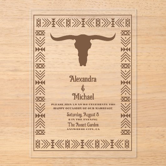 南西部カントリーランチウェスタン結婚ズ アクリル招待状 (正面)