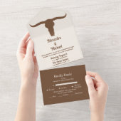 南西部カントリーランチウェスタン結婚ズ オールインワン招待状 (貼ってはがせる)