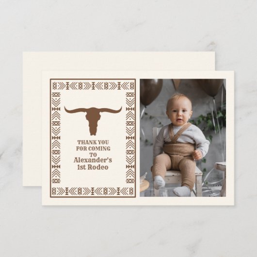 南西部カントリーランチウェスタン1日の誕生日 サンキューカード (正面/裏面)