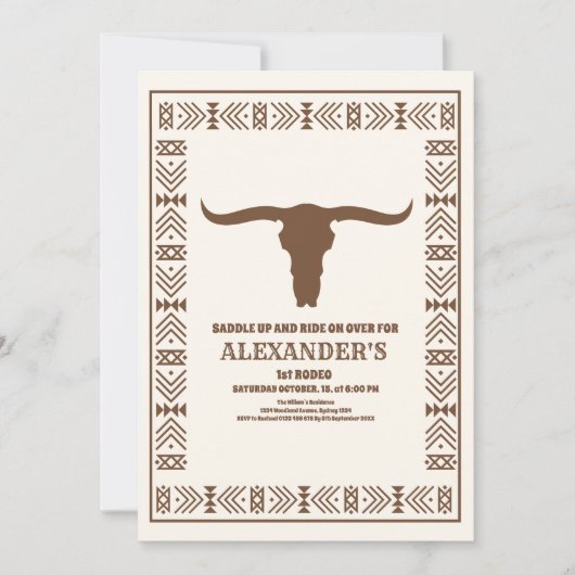 南西部カントリーランチウェスタン1日の誕生日 招待状 (正面)
