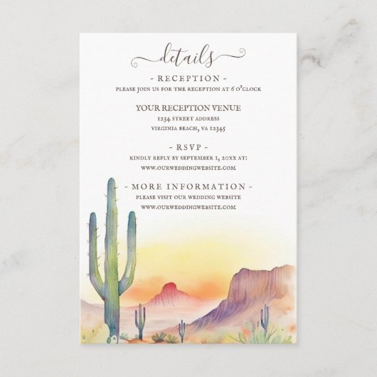 南西部サザベートサボス結婚の詳細 エンクロージャーカード (正面)