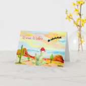 南西部サボテンのクリスマスカード カード (黄色い花)