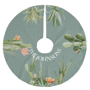 南西部サボテン多肉植物の砂漠 ブラッシュドポリエステルツリースカート