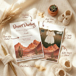 南西部スタイルのベビーシャワーフォト「Boho Desert Darling」 招待状