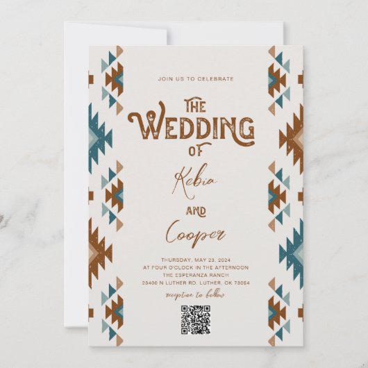 南西部スタイルの結婚式招待状（QRコード付き） 招待状 (正面)