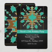 南西部ターコイズゴールド＆ブラックの招待状 招待状 (正面/裏面)