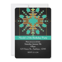 南西部ターコイズゴールド＆ブラックの招待状