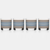 南西部デザインブルーとブラウンの幾何学模様 ウイスキーグラス (裏面)