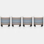 南西部デザインブルーとブラウンの幾何学模様 ウイスキーグラス (左)