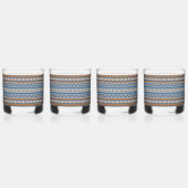 南西部デザインブルーとブラウンの幾何学模様 ウイスキーグラス (右)