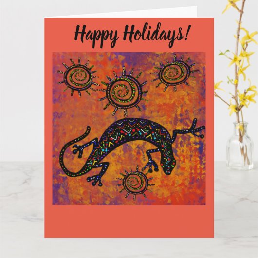 南西部トカゲ アート カード (黄色い花)