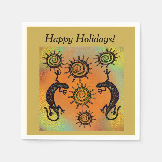 南西部トカゲ アート スタンダードカクテルナプキン (正面)