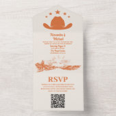 南西部ランチウェスタン結婚ズのQRコード オールインワン招待状 (内側)