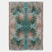 南西部抽象ウェーブターコイズサンドピーチ スローブランケット (正面縦)