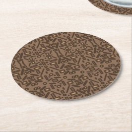 南西部族抽象芸術パターンアートデザイン ラウンドペーパーコースター