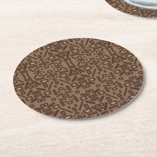 南西部族抽象芸術パターンアートデザイン ラウンドペーパーコースター (アングル)