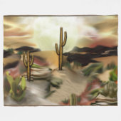 南西部砂漠の日の出抽象アート フリースブランケット (正面(横))