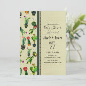 南西部風のカクタス植物の自然なベビーシャワー 招待状 (スタンド正面)