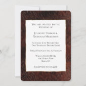 南西部風ブラウン フェイクレザー カウハイド ウェディング 招待状 (正面)