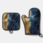 南西金ゴールドブルーコウィド 鍋つかみ&鍋敷きセット (正面)