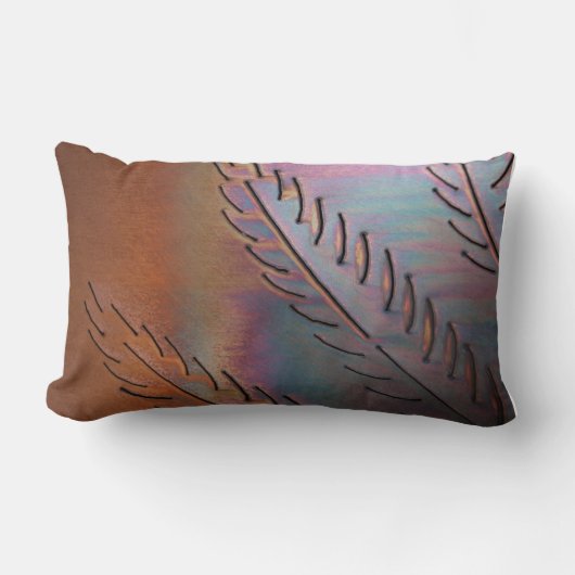 南西銅の羽のデザインのLUMBARの枕 ランバークッション (正面)